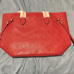 Red Louis Vuitton Neverfull MM tote bag #louis Vitton