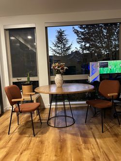 Vintage Wooden Dining Table with Seats