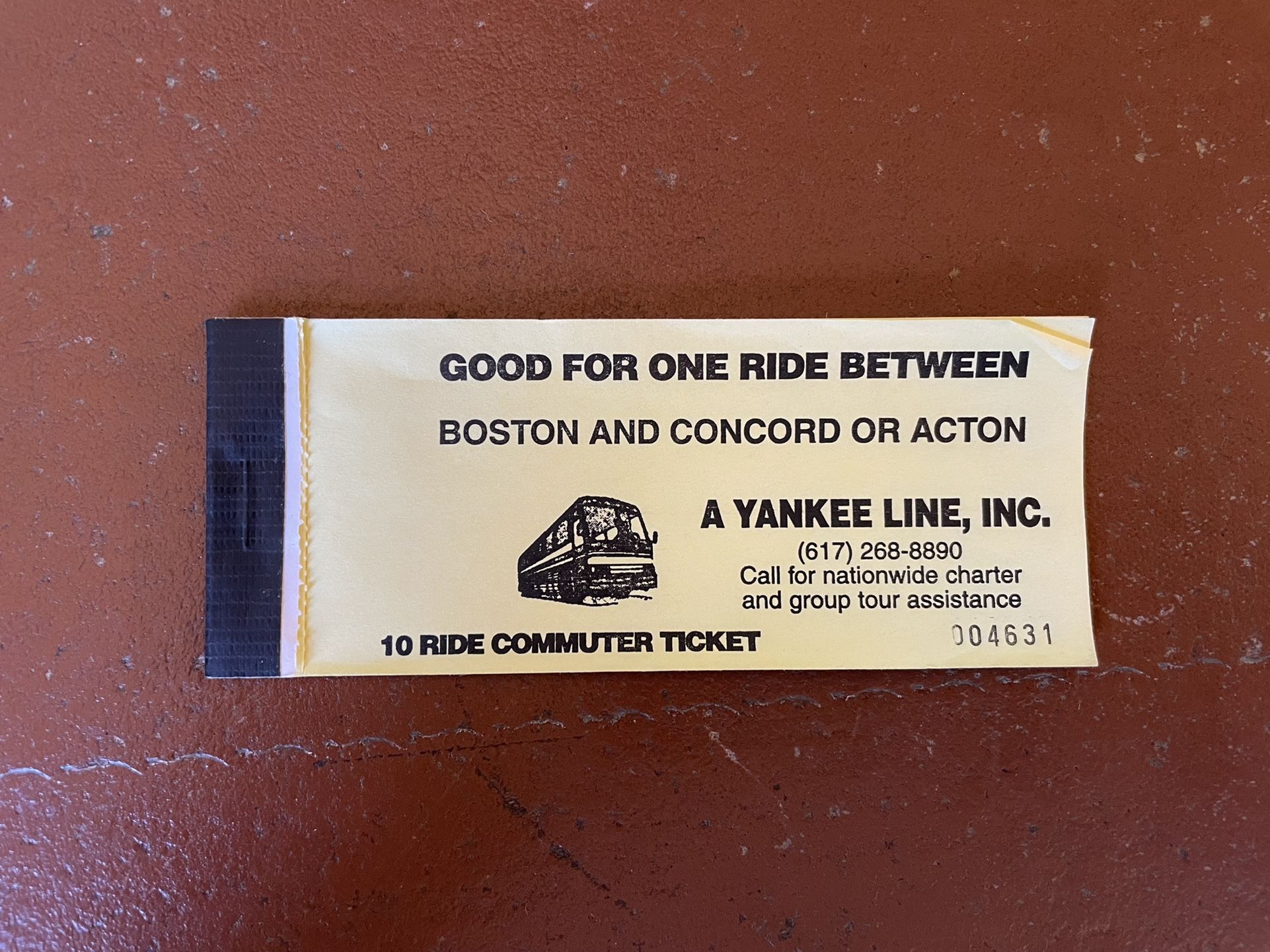 Yankee Line Concord/Acton To/From Boston Commuter Ticket Book