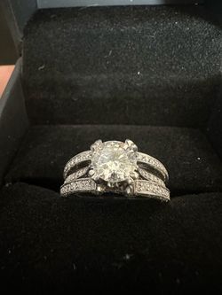 14k white gold 3 ct natural diamond engagement ring w/ certificate and appraisal
