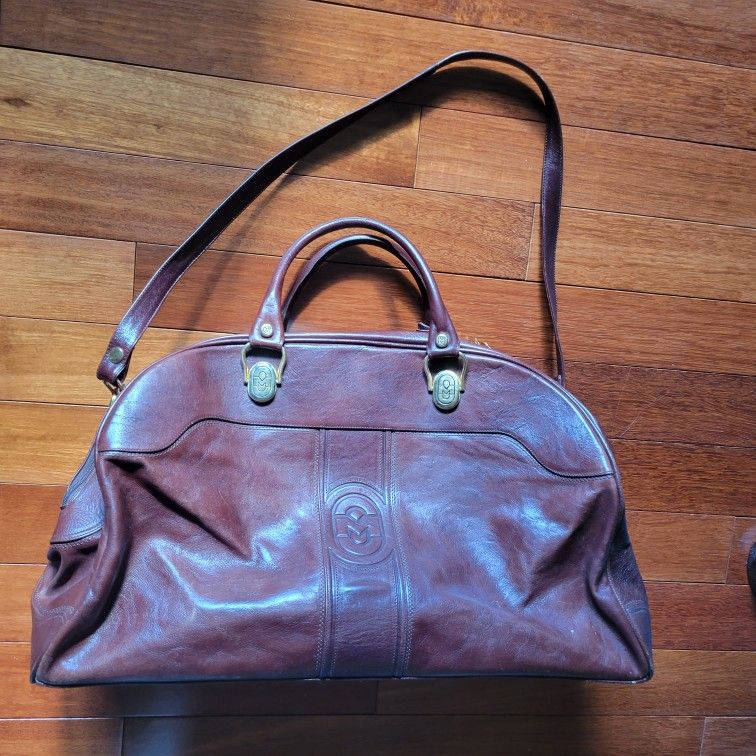 MARINO ORLANDI Cognac Brown Leather LARGE TRAVEL WEEKEND BAG
