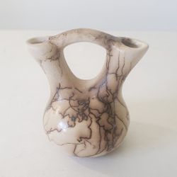 VINTAGE NAVAJO INDIAN POTTERY WEDDING VASE HorseHair Handmade Signed NEW 