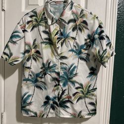 Women Hawaiian Floral Tropical Shirt Palm Tree