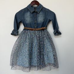 Spring Dress Size 7. For Girls Age 7-8 Years Old. Soft Denim Too And Tutu Skirts. Machine Washable. Like New! Used Once. 