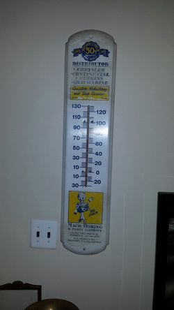 Mack boring and parts thermometer advertising sign