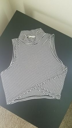 Black and white striped crop top