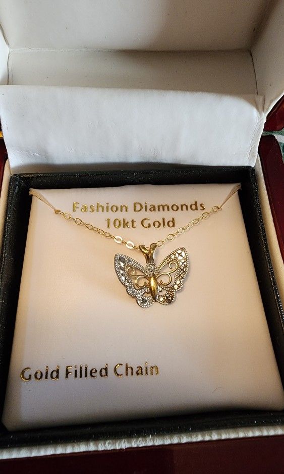 Real 10k Gold Butterfly Necklace