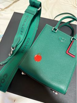 Coach Tote 16 Green w/ 2 Straps + Custom Apple Pin 🍎 – Like New