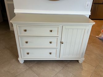 Gray Wood Dresser with Drawers and Cabinet