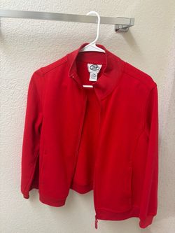 Red jacket.