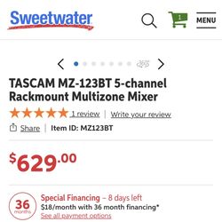 Tascam 5 Channel Rackmount MultiZone Mixer