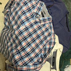 Nautica 2pc Medium Pullover/Button Down &1pc Large Navy Sweater Bundle