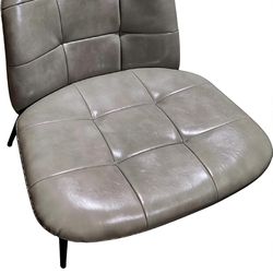 Modern Minimalist Armless Accent Chair with Metal Legs Upholstered in PU Leather Grey