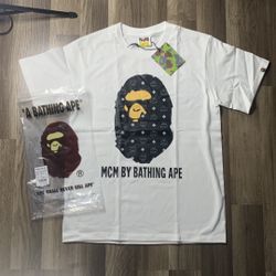 White MCM Bape Tee