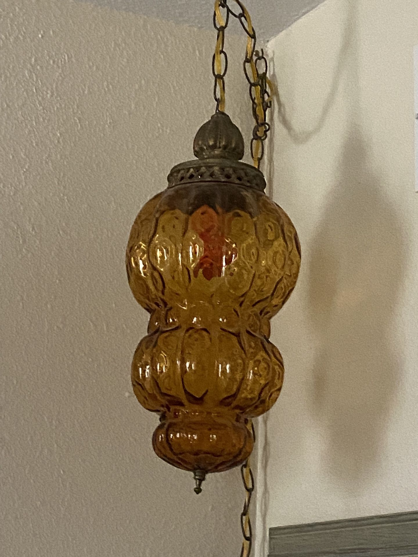 MCM Amber Blown SWAG LAMP