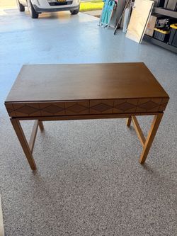 Wood Console Table with Geometric Drawers