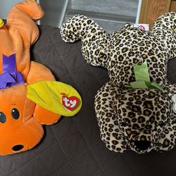Your choice Ty Pillow Pal Collection Woof the puppy 1998 OR Speckles the leopard 1996