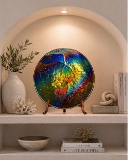 Large Decorative Art Plate on Stand