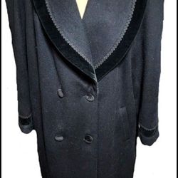 Woman's Vintage ANDREA Black Full Length Wool Button Overcoat w/Lining Size 20 (Pre-Owned)