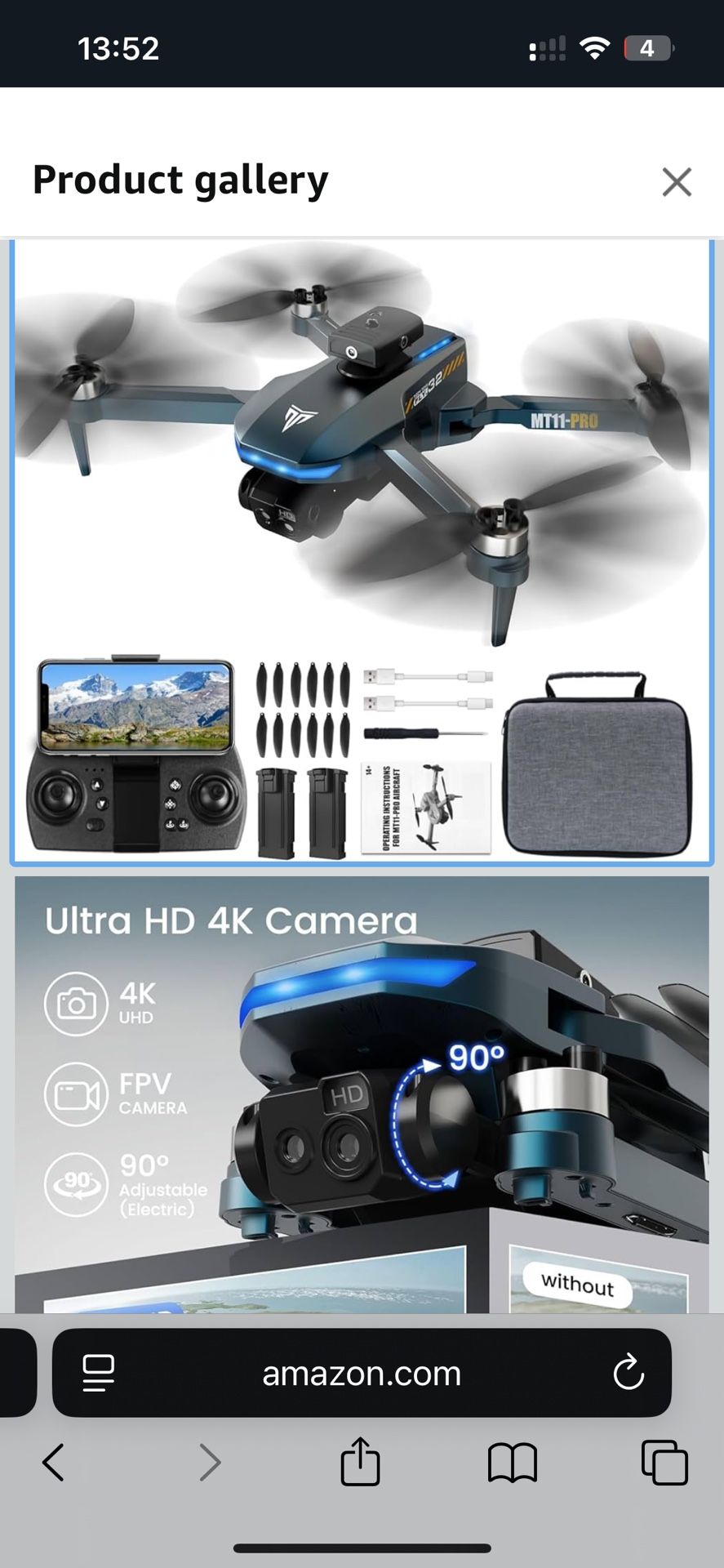 Brushless Motor Drone,90° Adjustable 4K FPV,APP control,40min Flight Time,Indoor Obstacle Avoidance,Optical Flow Positioning,Gesture Photography,360°