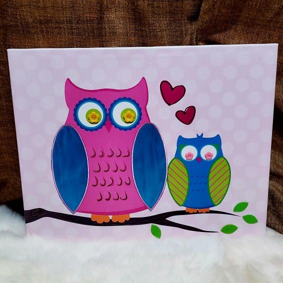 Wall Art Canvas. Owls🦉/ Butterflies 🦋 / Flowers 🌸 Little Girls Bedroom Decor