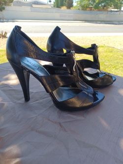 White House Black Market Black Leather Heels