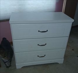 White 3-Drawer Dresser with Metal Handles by Ashley Lulu