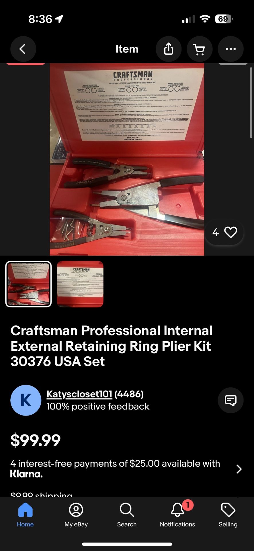Craftsman Retaining Ring Plier Kit