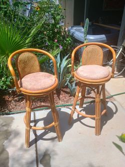 Bamboo and Cain Bar height stools.