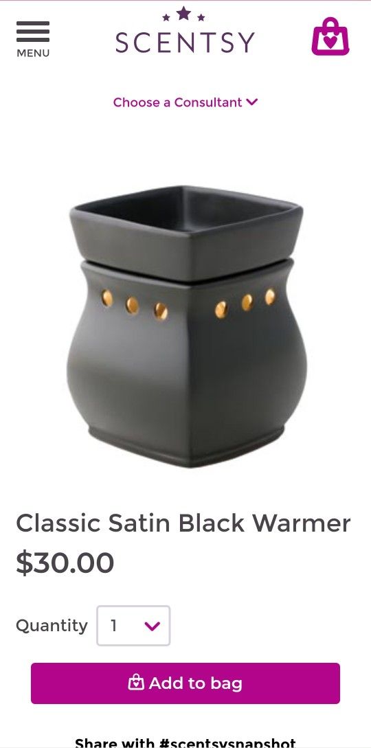 NEW IN BOX! SCENTSY Classic Satin Black Plug-In Warmer
