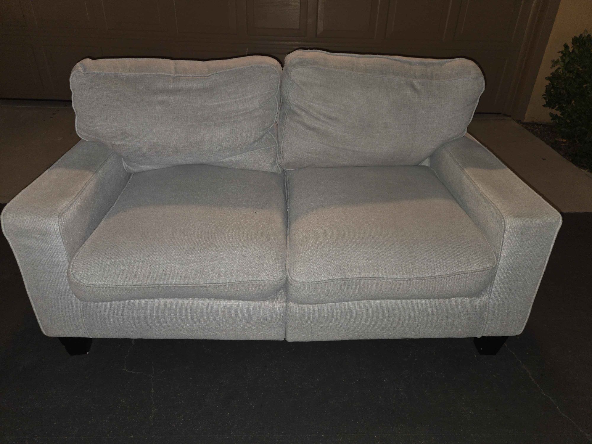 Gray Cloth Track-Arm Loveseat