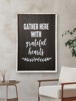 Gather Here With Grateful Hearts Large Frame Decor White Farm House Modern