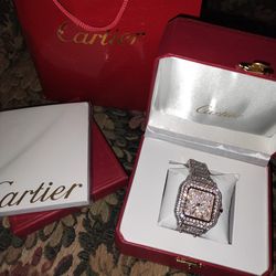Iced Cartier Santos w/Arabic Dial