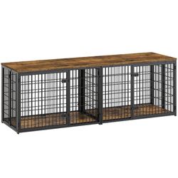 Foldable Easy Assembly Dog Crate Furniture 63'' Dog Kennel Indoor with Removable Divider