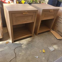 Nightstand Set of 2, Farmhouse Style Bedside Tables, for Bedroom and Living Room, Natural Oak