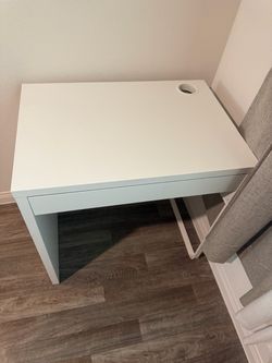 White Desk with Cable Management Hole