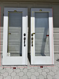 Match Pair ThermaTru Fiberglass French Doors – Full Lite Tempered Glass