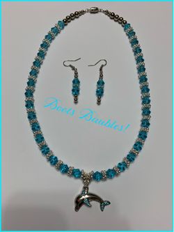 Crystal dolphin jewelry set