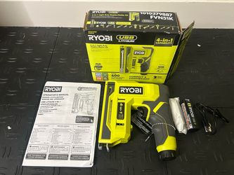 RYOBI USB Lithium Cordless Craft 4-in-1 Stapler/Nailer Kit with 3.0 Ah Battery and Charging Cable