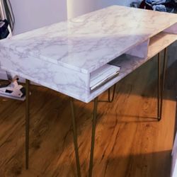 white marble desk/gold legs