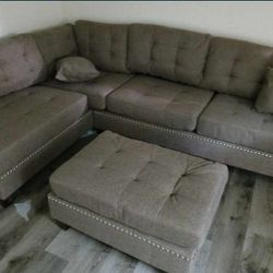 3pcs Sectional sofa w/ottoman 