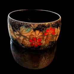Vintage Cloisonne Enamel Bangle Bracelet Floral