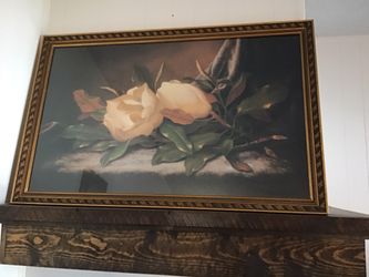 Southern Magnolia Flower Print in gold frame