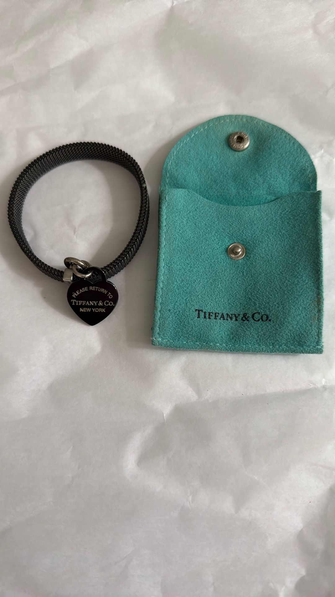 Tiffany & Co. Heart Charm Mesh Stretch Bracelet