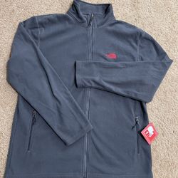 NORTH FACE / Full-Zip Fleece Sweatshirt w/ Zipper Pockets / Men’s X-Large XL / Brand New w/ Tags!! / Grey & Red