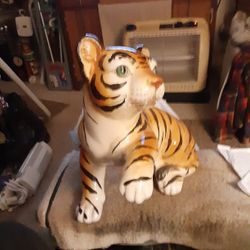 Mid Century Ronzan Modern /Era  Ceramic Styled Tiger Cub Sculpture 