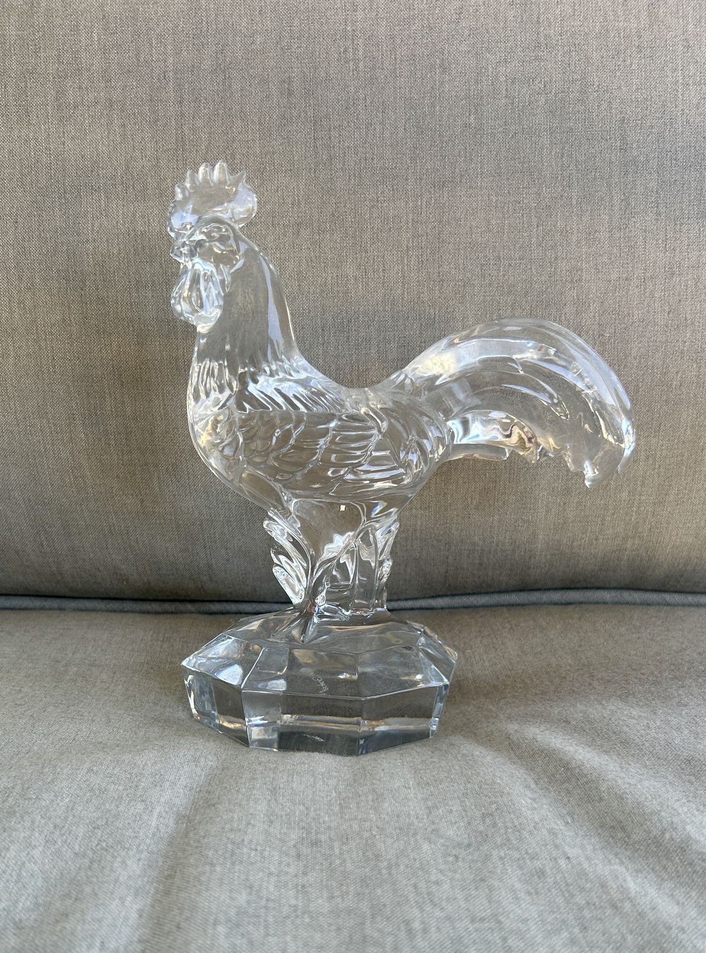 Goebel crystal rooster 8" tall - signed art glass