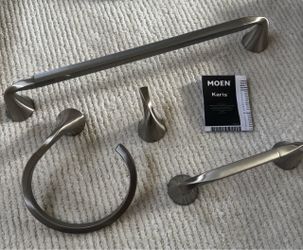 Brand new in box moen 4 piece bath accessory set (stainless steel brushed nickel finished)