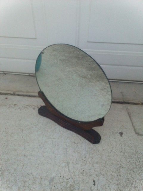 Vintage Dresser MIRROR Wooden Antique Glass