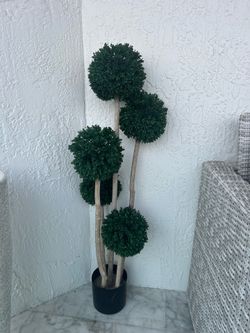 Nearly Natural 4' Boxwood Five Ball Faux Topiary